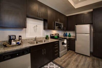 Apartment kitchen with appliances