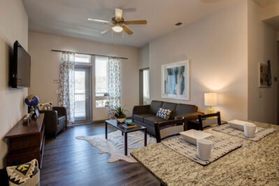 Apartment living room with seating area